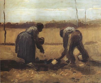 Peasant and Peasant Woman Planting Potatoes (nn04), Vincent Van Gogh